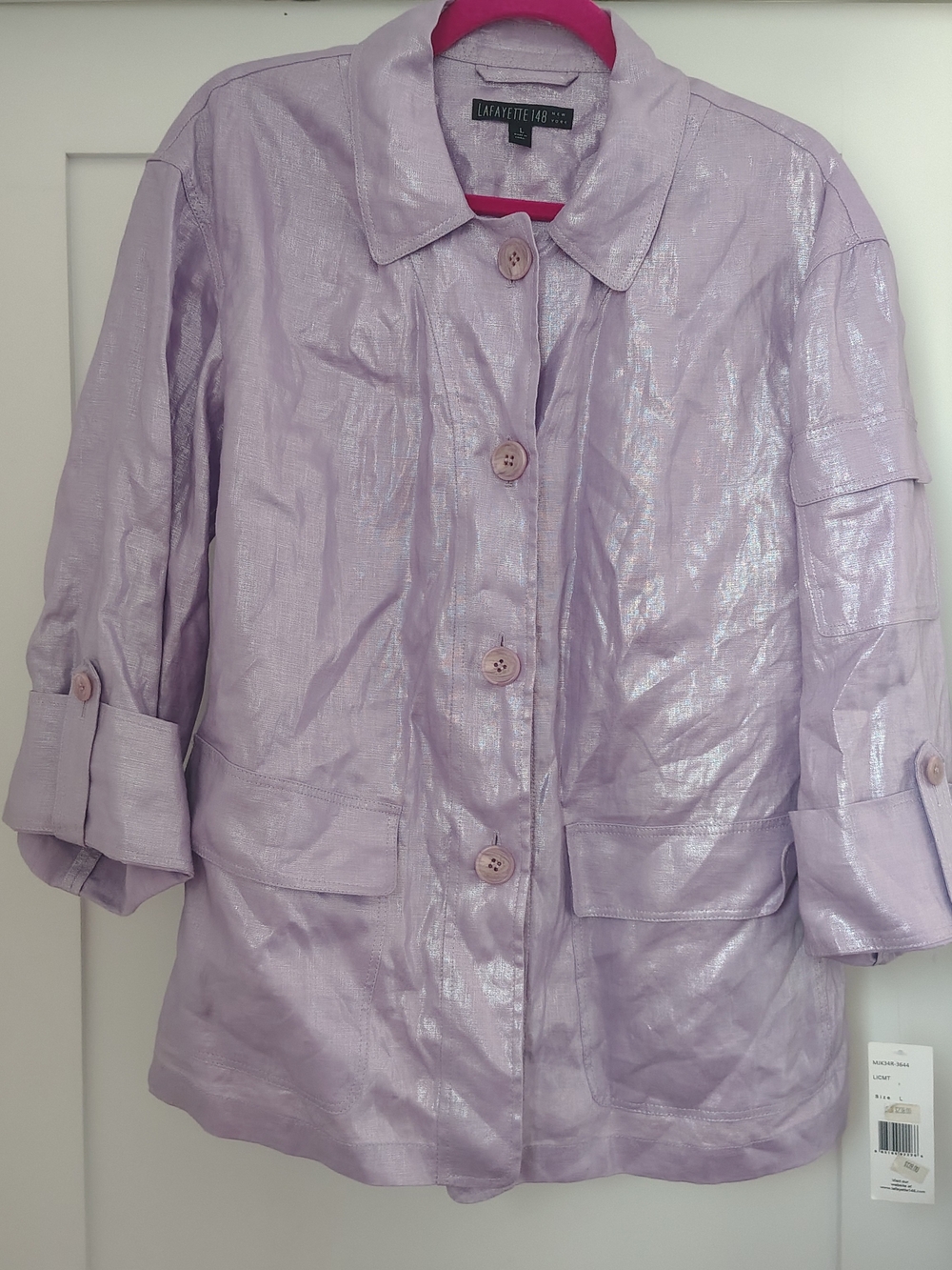 Lafayette 148 New York Shimmery Lavender Button-Front Jacket